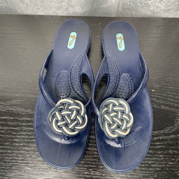 OKA-B flip flop bundle navy black and brown | L | 10-11 - Picture 4 of 7